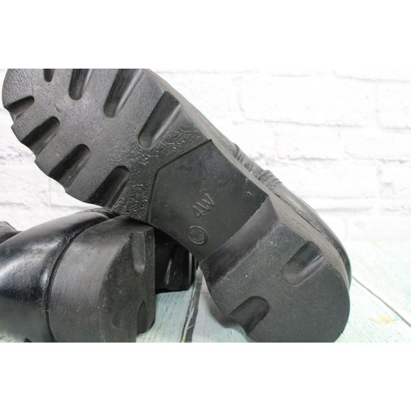 *Unbranded Black Leather Lace Up Mid Calf Work Boots Size 4 Wide - Picture 8 of 9